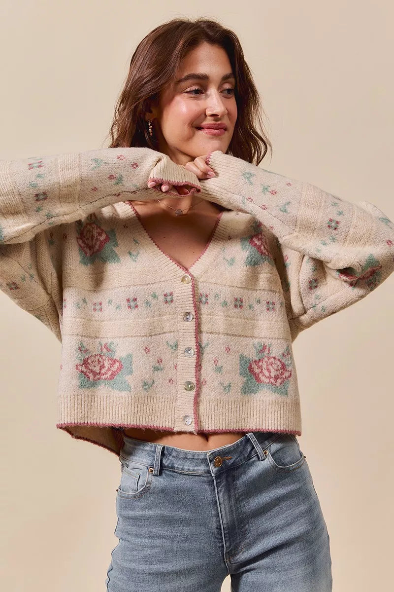 SO ME Floral Pattern Long Sleeve Button Sweater Cardigan-Cardigans-Trendsi-[option4]-[option5]-[option6]-[option7]-[option8]-Shop-Boutique-Clothing-for-Women-Online
