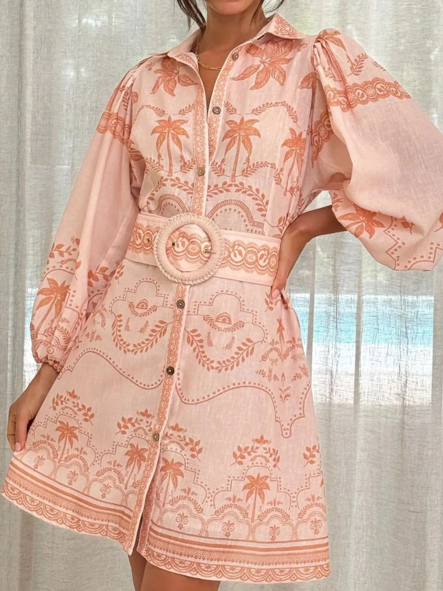 Printed Button Down Shirt Dress with Belt-Dresses-Trendsi-[option4]-[option5]-[option6]-[option7]-[option8]-Shop-Boutique-Clothing-for-Women-Online