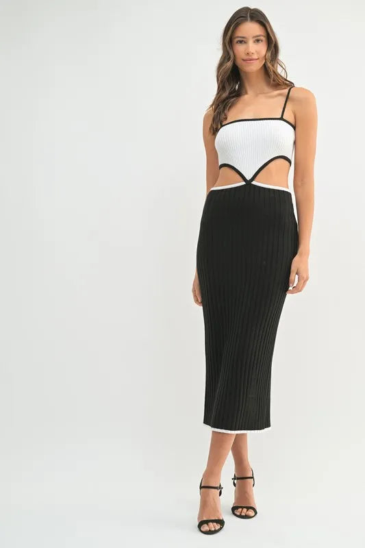 MABLE Ribbed Knit Color Block Cutout Midi Dress-Dresses-Trendsi-[option4]-[option5]-[option6]-[option7]-[option8]-Shop-Boutique-Clothing-for-Women-Online