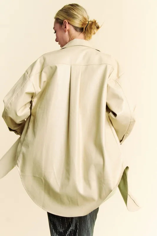 Davi & Dani Faux Leather Button Up Jacket with Chest Pockets-Jackets-Trendsi-[option4]-[option5]-[option6]-[option7]-[option8]-Shop-Boutique-Clothing-for-Women-Online