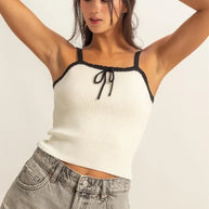 HYFVE Square Neck Ribbed Knit Cami-Tank Tops & Camis-Trendsi-CREAM/BLACK-S-[option4]-[option5]-[option6]-[option7]-[option8]-Shop-Boutique-Clothing-for-Women-Online