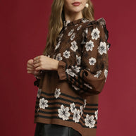 Umgee Full Size Mix Floral Smocked Ruffle Blouse-Blouses-Trendsi-[option4]-[option5]-[option6]-[option7]-[option8]-Shop-Boutique-Clothing-for-Women-Online
