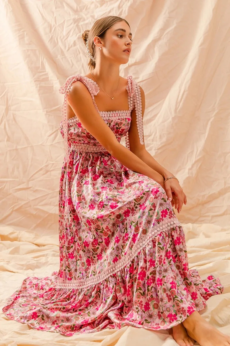 SO ME Floral Maxi Dress With Ribbon Tie Lace Strap-Dresses-Trendsi-[option4]-[option5]-[option6]-[option7]-[option8]-Shop-Boutique-Clothing-for-Women-Online