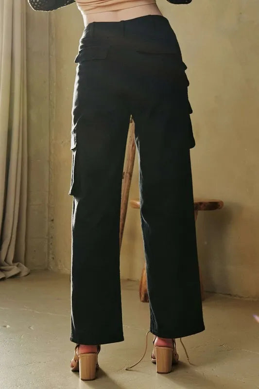 Davi & Dani Flap Pocket Mid Rise Cargo Pants-pants-Trendsi-[option4]-[option5]-[option6]-[option7]-[option8]-Shop-Boutique-Clothing-for-Women-Online