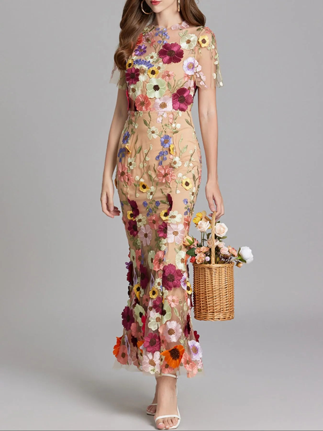 Floral Embroidered Mesh Overlay Maxi Dress-Dresses-Trendsi-[option4]-[option5]-[option6]-[option7]-[option8]-Shop-Boutique-Clothing-for-Women-Online