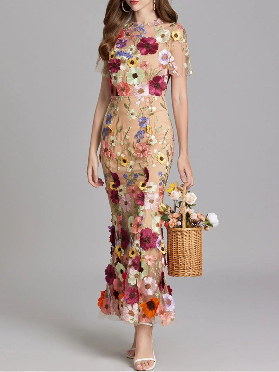Floral Embroidered Mesh Overlay Maxi Dress-Dresses-Trendsi-[option4]-[option5]-[option6]-[option7]-[option8]-Shop-Boutique-Clothing-for-Women-Online