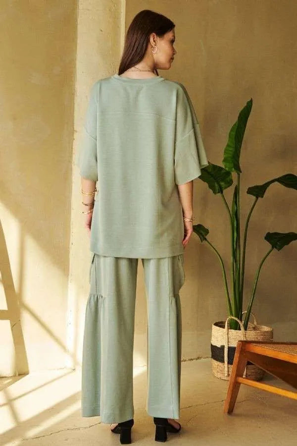 Davi & Dani Drawstring Ruched Detail Wide Leg Pants-Pants-Trendsi-[option4]-[option5]-[option6]-[option7]-[option8]-Shop-Boutique-Clothing-for-Women-Online