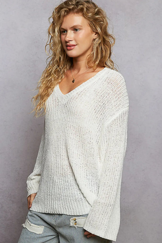 POL Oversized V-Neck Knit Top-Blouses-Trendsi-[option4]-[option5]-[option6]-[option7]-[option8]-Shop-Boutique-Clothing-for-Women-Online
