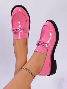 Round Toe Chain Detail Loafers-Shoes-Trendsi-Pink-35-[option4]-[option5]-[option6]-[option7]-[option8]-Shop-Boutique-Clothing-for-Women-Online