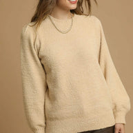 Umgee Textured Long Sleeve Sweater with Ribbed Trim-Sweaters-Trendsi-LATTE-S-[option4]-[option5]-[option6]-[option7]-[option8]-Shop-Boutique-Clothing-for-Women-Online
