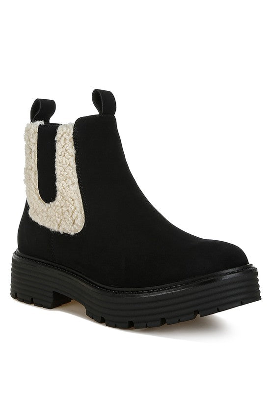 Mothman Faux Fur Detail Chunky Ankle Boots-Rag Company-Black-US-5 / UK-3 / EU-36-[option4]-[option5]-[option6]-[option7]-[option8]-Shop-Boutique-Clothing-for-Women-Online