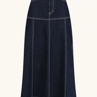 High-Waist Side Slit Contrast Stitch Denim Maxi Skirt-Skirts-Trendsi-[option4]-[option5]-[option6]-[option7]-[option8]-Shop-Boutique-Clothing-for-Women-Online