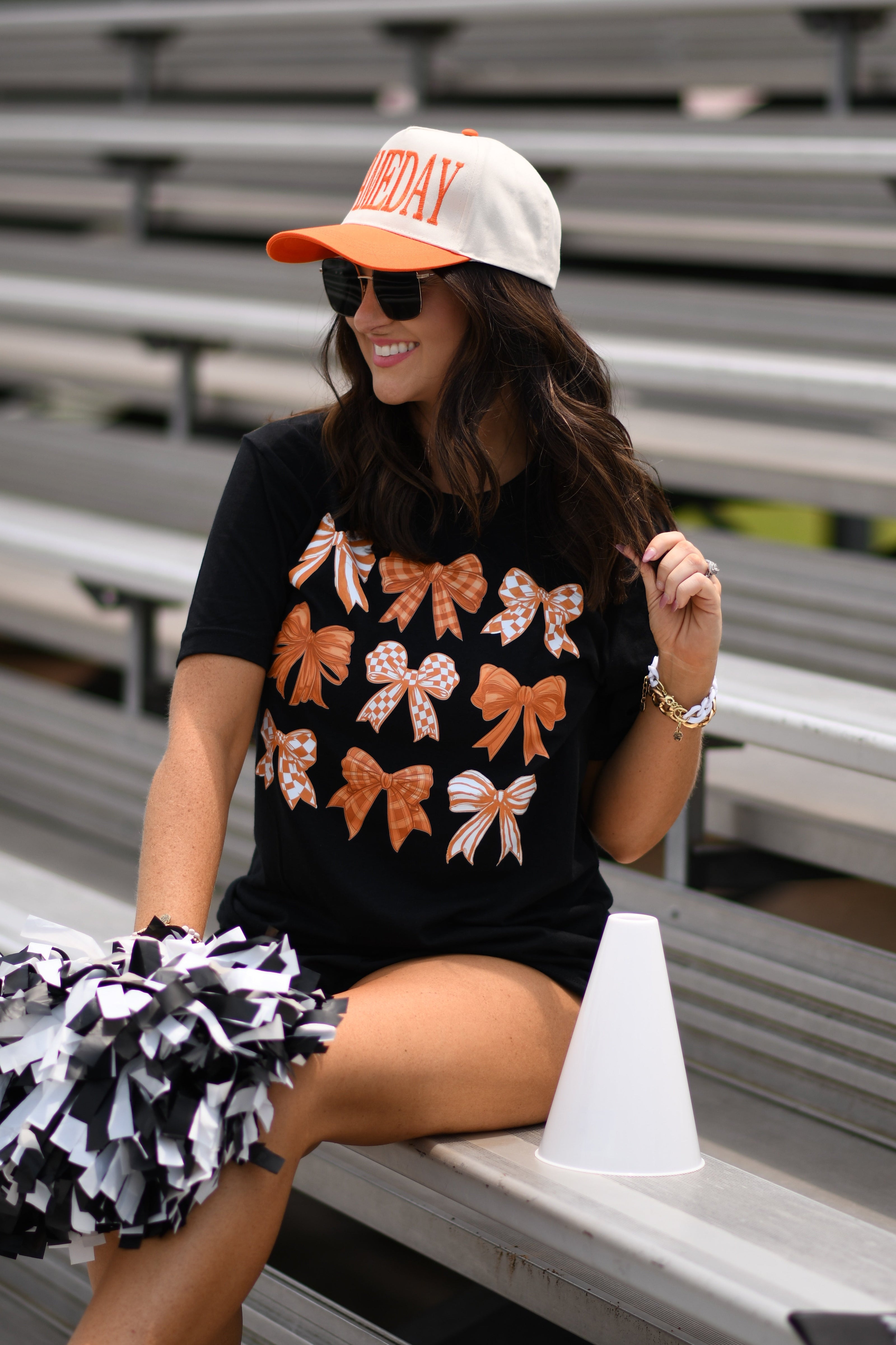 Orange and White Bows Tee-P&PD Wholesale-[option4]-[option5]-[option6]-[option7]-[option8]-Shop-Boutique-Clothing-for-Women-Online