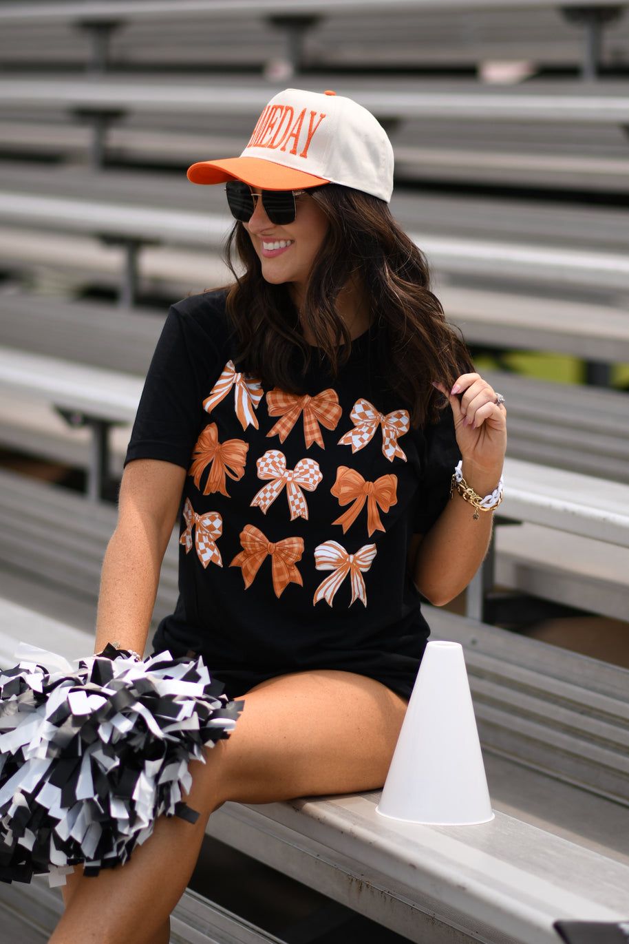 Orange and White Bows Tee-P&PD Wholesale-[option4]-[option5]-[option6]-[option7]-[option8]-Shop-Boutique-Clothing-for-Women-Online