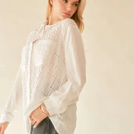 Davi & Dani Crinkled Jacquard Button Down Shirt-Blouses-Trendsi-[option4]-[option5]-[option6]-[option7]-[option8]-Shop-Boutique-Clothing-for-Women-Online