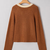 Contrast Trim Buttoned V-Neck Cropped Cardigan-JUNIPER BLVD-[option4]-[option5]-[option6]-[option7]-[option8]-Shop-Boutique-Clothing-for-Women-Online