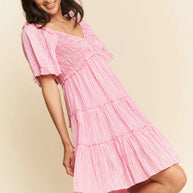 Davi & Dani Jacquard Checker Smocking Tiered Dress-Dresses-Trendsi-[option4]-[option5]-[option6]-[option7]-[option8]-Shop-Boutique-Clothing-for-Women-Online