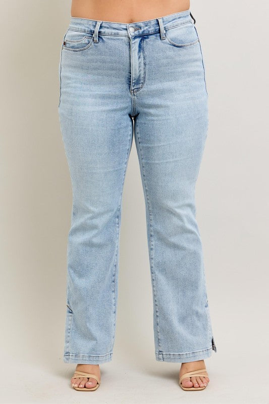Judy Blue Tummy Control Vintage Wash Side Slit Slim Boot Jeans-Trendsi-[option4]-[option5]-[option6]-[option7]-[option8]-Shop-Boutique-Clothing-for-Women-Online