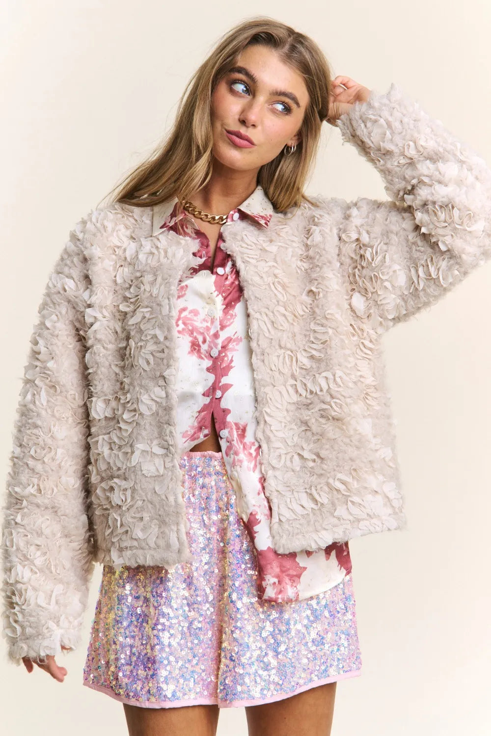 J.NNA Mixed Fabric Chic Jacket-jacket-Trendsi-Ash Beige-S-[option4]-[option5]-[option6]-[option7]-[option8]-Shop-Boutique-Clothing-for-Women-Online