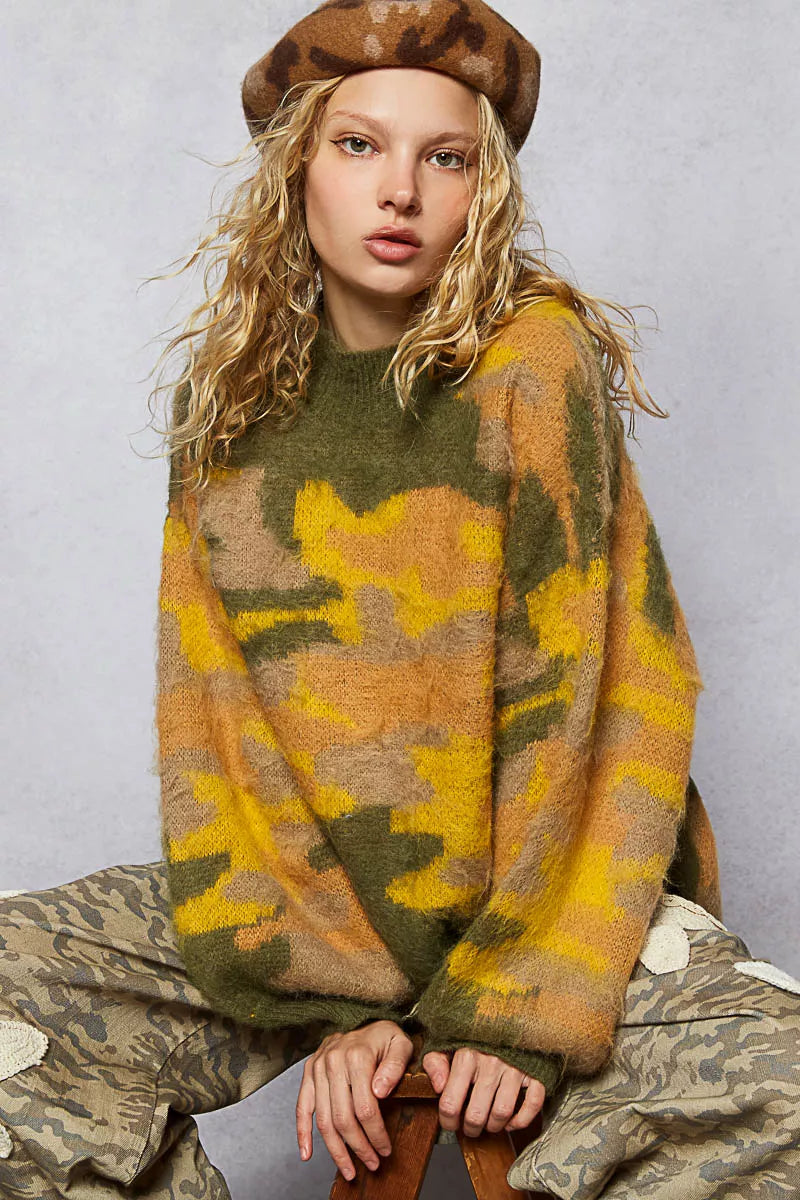 POL Mock Neck Abstract Colorblock Pattern Sweater-Sweaters-Trendsi-[option4]-[option5]-[option6]-[option7]-[option8]-Shop-Boutique-Clothing-for-Women-Online