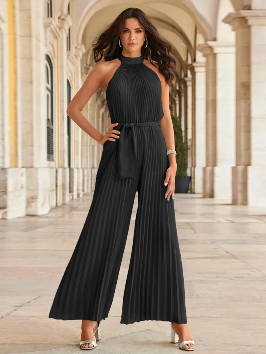 Cutout Tied Pleated Sleeveless Jumpsuit-Sets-Trendsi-Black-S-[option4]-[option5]-[option6]-[option7]-[option8]-Shop-Boutique-Clothing-for-Women-Online