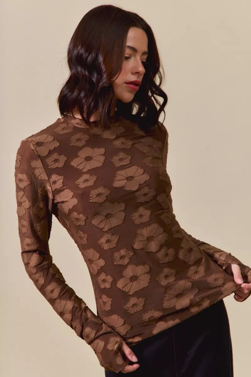 SO ME Stretched Jacquard Casual Tops with Thumb Opening-Blouses-Trendsi-[option4]-[option5]-[option6]-[option7]-[option8]-Shop-Boutique-Clothing-for-Women-Online