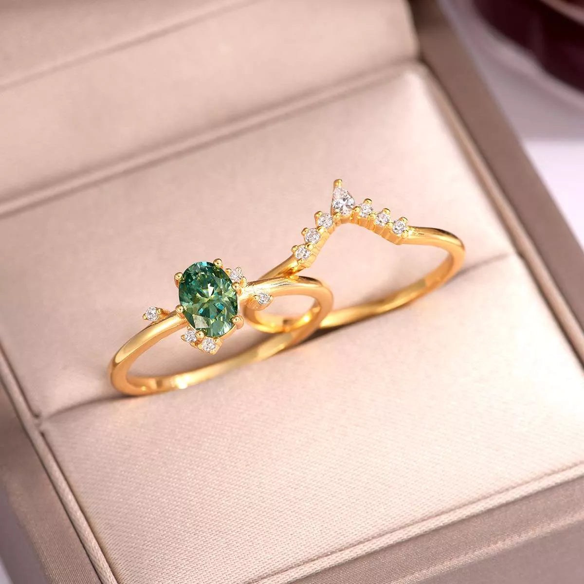 1 Carat Moissanite 925 Sterling Silver 2 Piece Ring-ring-Trendsi-[option4]-[option5]-[option6]-[option7]-[option8]-Shop-Boutique-Clothing-for-Women-Online