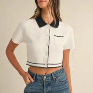 MABLE Button Down Contrast Collared Knit Cardigan-Crop Tops-Trendsi-Cream-S-[option4]-[option5]-[option6]-[option7]-[option8]-Shop-Boutique-Clothing-for-Women-Online