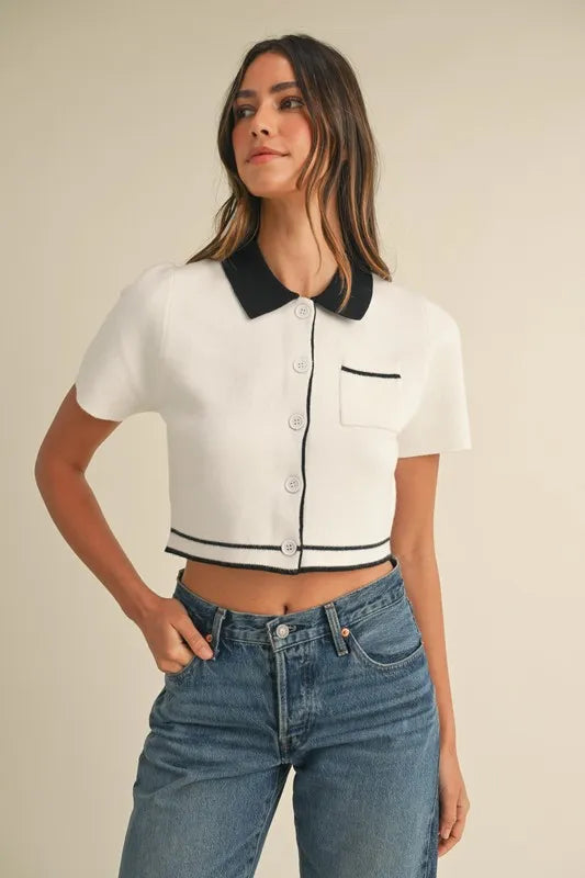 MABLE Button Down Contrast Collared Knit Cardigan-Crop Tops-Trendsi-Cream-S-[option4]-[option5]-[option6]-[option7]-[option8]-Shop-Boutique-Clothing-for-Women-Online