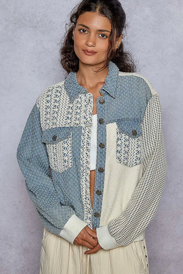 POL Lace Details Button Up Jacket with Chest Pockets-Jacket-Trendsi-Cerulean-S-[option4]-[option5]-[option6]-[option7]-[option8]-Shop-Boutique-Clothing-for-Women-Online