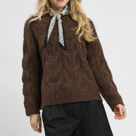 Umgee Cable Knit Cozy Sweater-Sweaters-Trendsi-Brown-S-[option4]-[option5]-[option6]-[option7]-[option8]-Shop-Boutique-Clothing-for-Women-Online