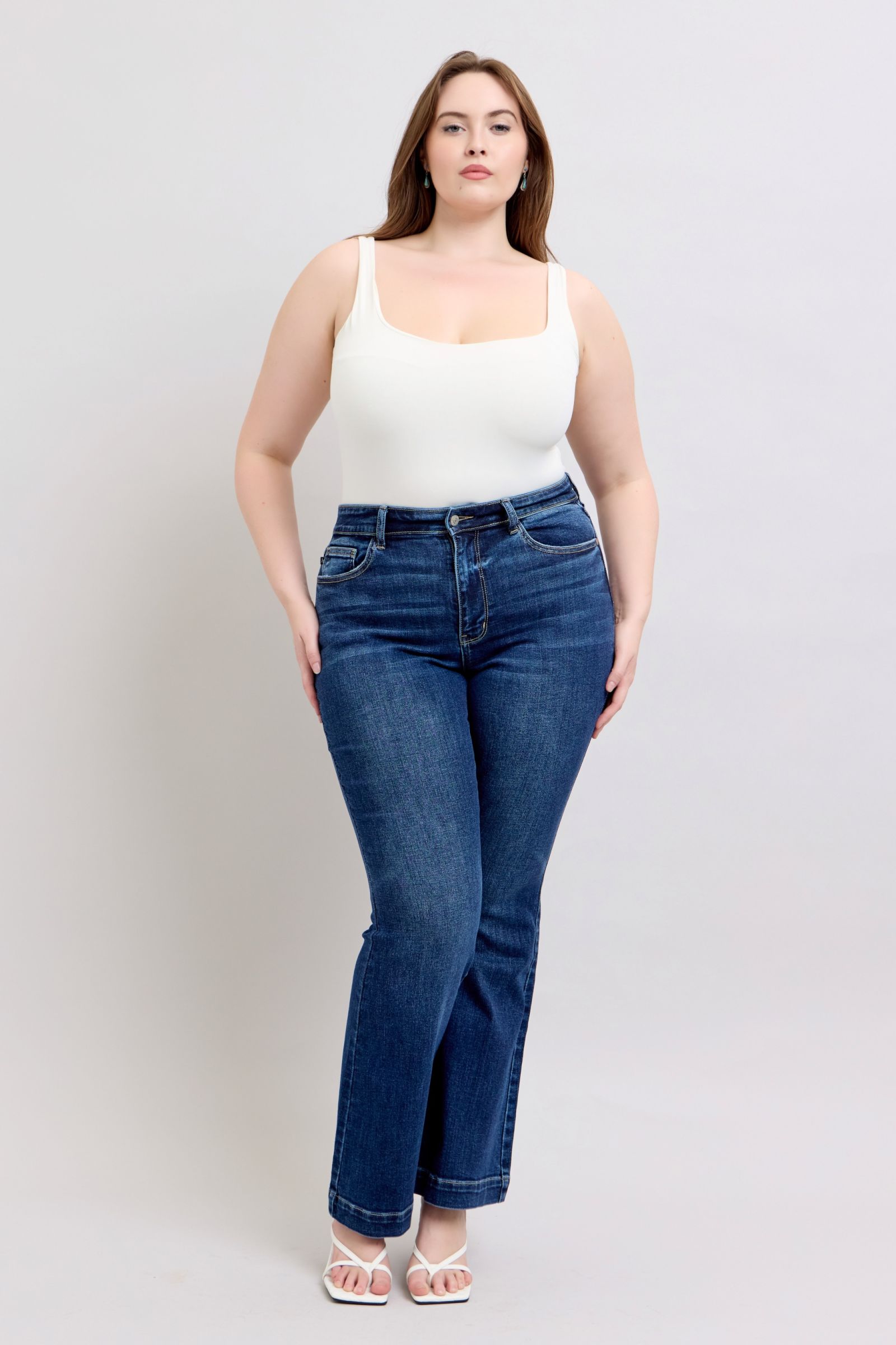 Judy Blue High Rise Flare Jeans-Trendsi-Dark-14W-[option4]-[option5]-[option6]-[option7]-[option8]-Shop-Boutique-Clothing-for-Women-Online