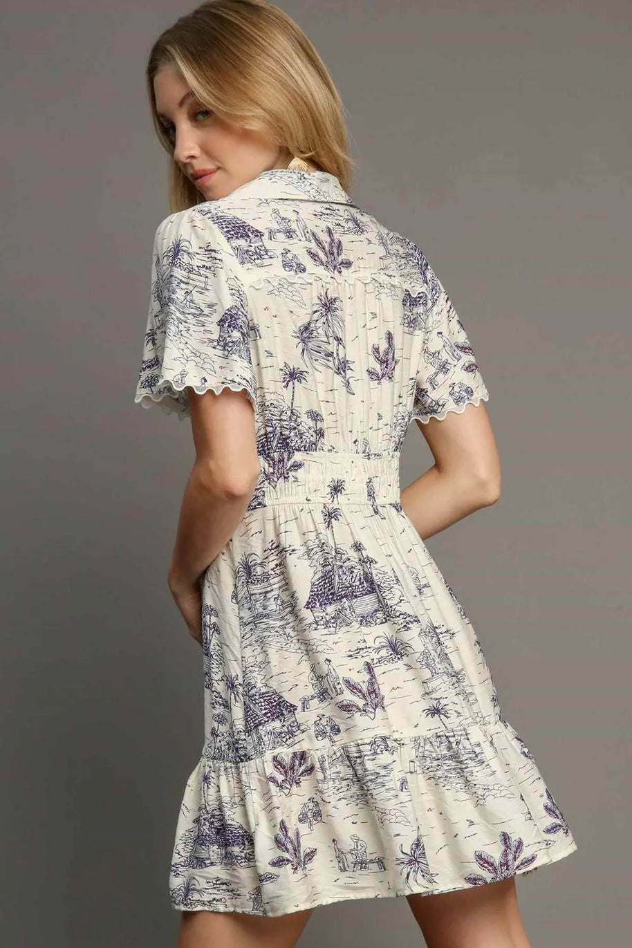 Umgee Full Size Landscape Print Collared Mini Dress Plus Size-Dresses-Trendsi-[option4]-[option5]-[option6]-[option7]-[option8]-Shop-Boutique-Clothing-for-Women-Online