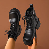 Round Toe Block Heels Boots-Boots-Trendsi-Black-35-[option4]-[option5]-[option6]-[option7]-[option8]-Shop-Boutique-Clothing-for-Women-Online