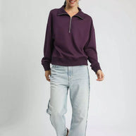 Umgee Half Zip Drop Shoulder Sweatshirt-Sweatshirts-Trendsi-[option4]-[option5]-[option6]-[option7]-[option8]-Shop-Boutique-Clothing-for-Women-Online