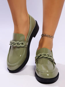 Round Toe Chain Detail Loafers-Shoes-Trendsi-Green-35-[option4]-[option5]-[option6]-[option7]-[option8]-Shop-Boutique-Clothing-for-Women-Online
