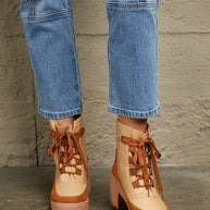 East Lion Corp Lace Up Lug Booties-Boots-Trendsi-Khaki-6-[option4]-[option5]-[option6]-[option7]-[option8]-Shop-Boutique-Clothing-for-Women-Online