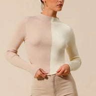 SO ME Color Block Fitted Crop Sweater Top-Sweaters-Trendsi-TAUPE/IVORY-S-[option4]-[option5]-[option6]-[option7]-[option8]-Shop-Boutique-Clothing-for-Women-Online