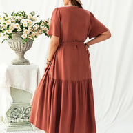 Plus Size V-Neck Flutter Sleeve Dress-Dresses-Trendsi-[option4]-[option5]-[option6]-[option7]-[option8]-Shop-Boutique-Clothing-for-Women-Online