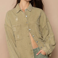 POL Button Down Raw Hem Distressed Shacket-Womens Outerwear/Shacket-Trendsi-Mocha Herb-S-[option4]-[option5]-[option6]-[option7]-[option8]-Shop-Boutique-Clothing-for-Women-Online