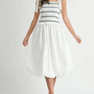 MABLE Smocked Bodice Bubble Midi Dress-Dresses-Trendsi-[option4]-[option5]-[option6]-[option7]-[option8]-Shop-Boutique-Clothing-for-Women-Online