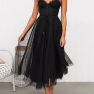Sweetheart Neck Tulle Midi Dress-Dresses-Trendsi-Black-S-[option4]-[option5]-[option6]-[option7]-[option8]-Shop-Boutique-Clothing-for-Women-Online