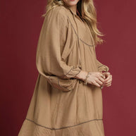 Umgee Boho Peasant Mini Dress with Trim Detail-Dresses-Trendsi-[option4]-[option5]-[option6]-[option7]-[option8]-Shop-Boutique-Clothing-for-Women-Online