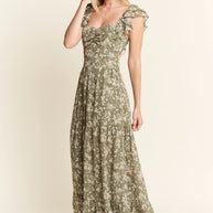 Jade By Jane Ruffle Sleeve Tiered Maxi Dress-Dresses-Trendsi-[option4]-[option5]-[option6]-[option7]-[option8]-Shop-Boutique-Clothing-for-Women-Online