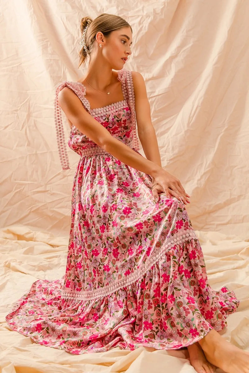 SO ME Floral Maxi Dress With Ribbon Tie Lace Strap-Dresses-Trendsi-[option4]-[option5]-[option6]-[option7]-[option8]-Shop-Boutique-Clothing-for-Women-Online
