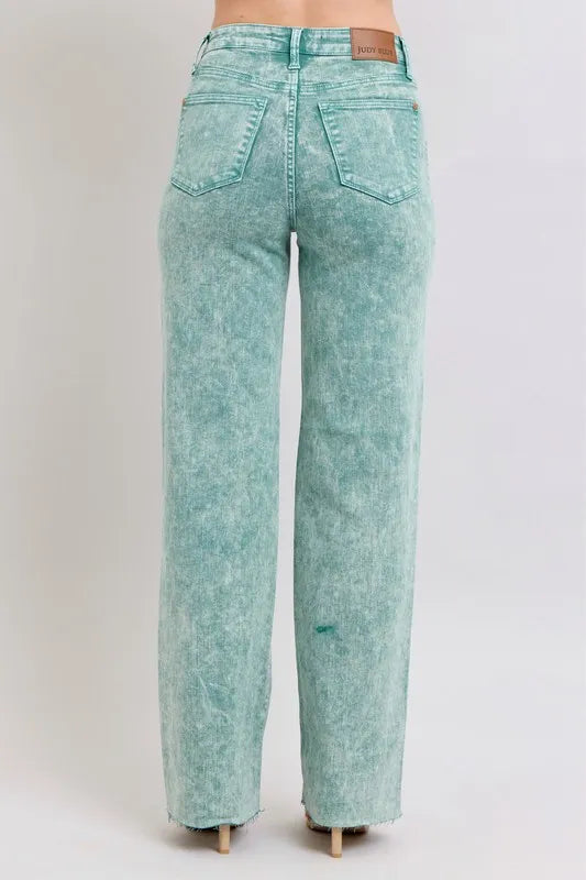 Judy Blue High Waist Garment Dyed Raw Hem Dad Jeans-Trendsi-[option4]-[option5]-[option6]-[option7]-[option8]-Shop-Boutique-Clothing-for-Women-Online