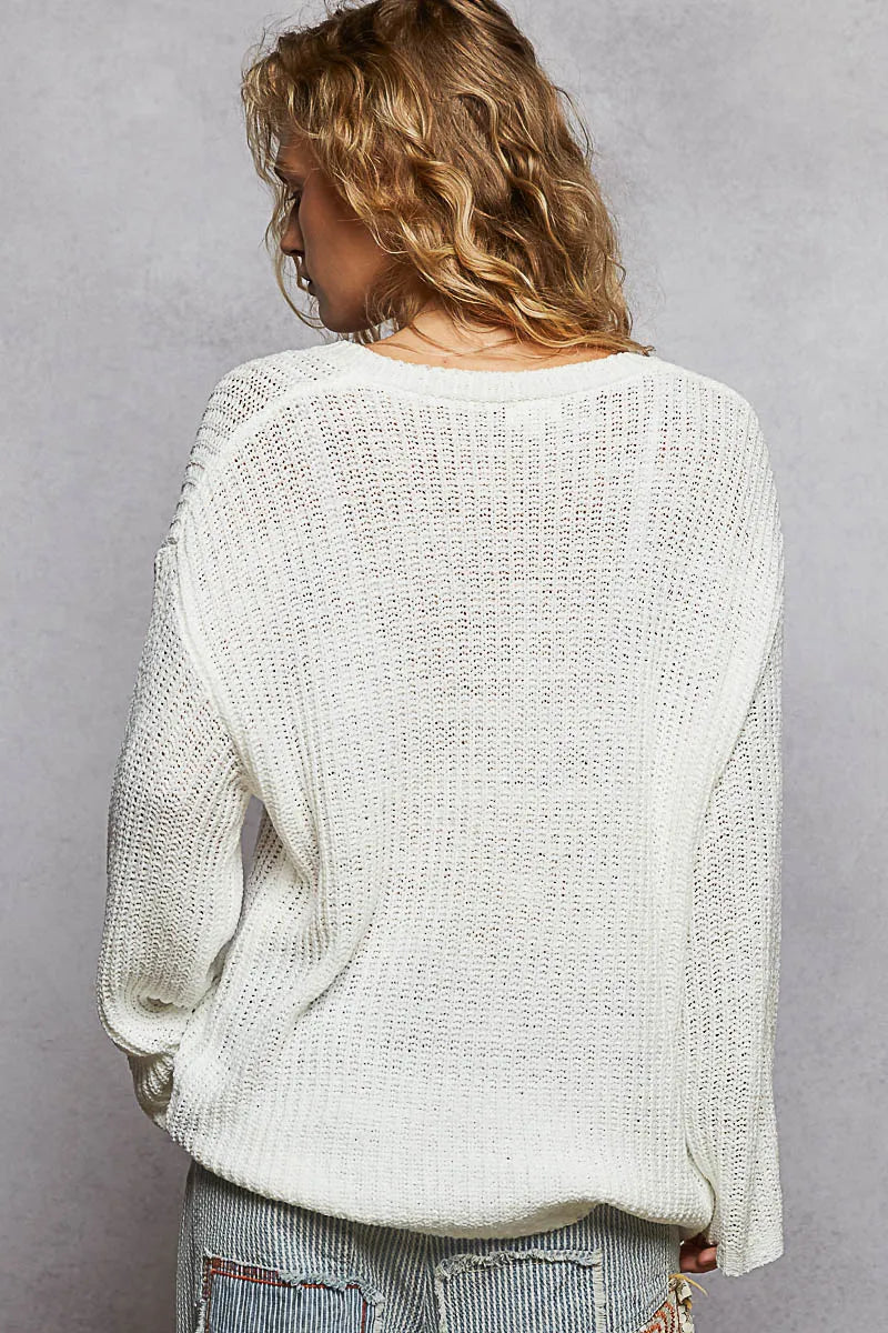 POL Oversized V-Neck Knit Top-Blouses-Trendsi-[option4]-[option5]-[option6]-[option7]-[option8]-Shop-Boutique-Clothing-for-Women-Online
