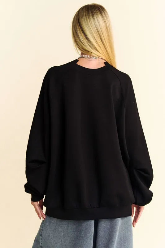 Davi & Dani Round Neck Raglan Sleeve Sweatshirt-Sweatshirts-Trendsi-[option4]-[option5]-[option6]-[option7]-[option8]-Shop-Boutique-Clothing-for-Women-Online
