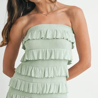 MABLE Pointelle Knit Fabric Ruffled Tube Romper-Jumpsuits & Rompers-Trendsi-[option4]-[option5]-[option6]-[option7]-[option8]-Shop-Boutique-Clothing-for-Women-Online