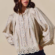 SO ME Floral Print Lace Button Down Shirt-Blouses-Trendsi-[option4]-[option5]-[option6]-[option7]-[option8]-Shop-Boutique-Clothing-for-Women-Online